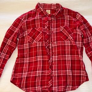 Faded Glory Plaid Button Down Blouse Size M
